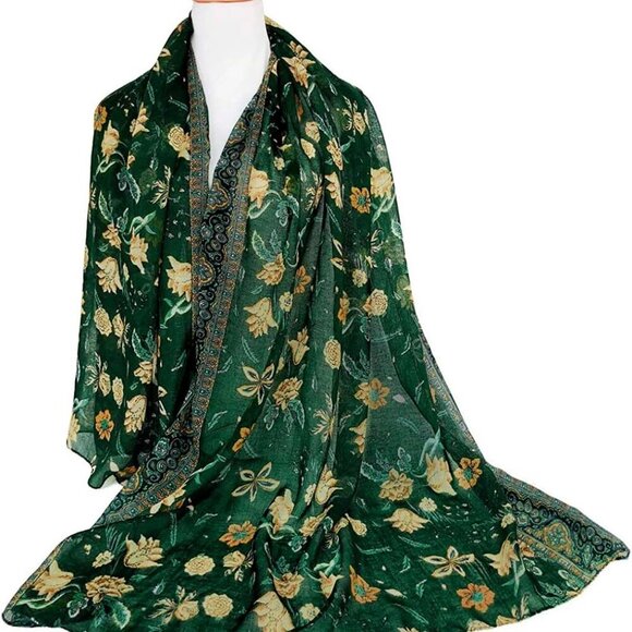 Lightweight Cotton Scarves Women Floral Print Summer Wrap Shawl Accessory - Picture 2 of 7